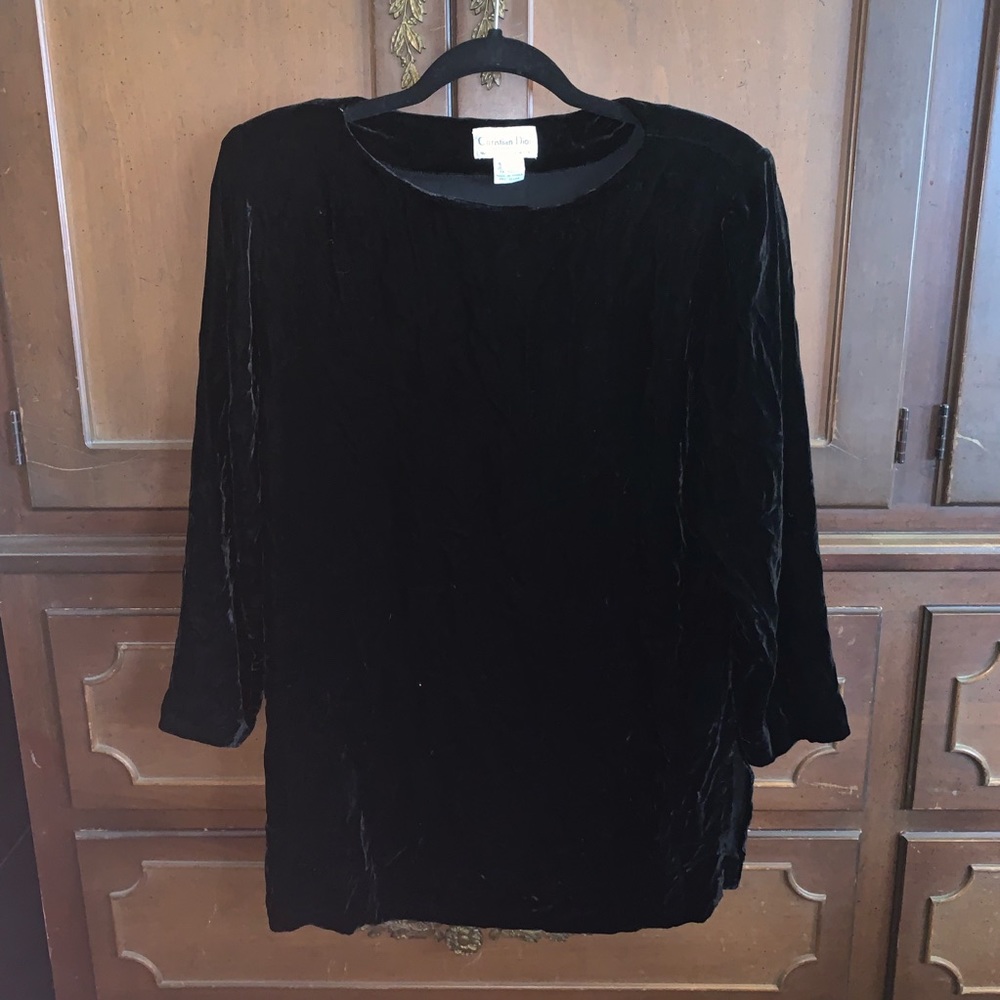 Vtg Christian Dior velvet padded shoulder shirt